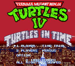 Teenage Mutant Ninja Turtles IV - Turtles in Time (USA) Title Screen